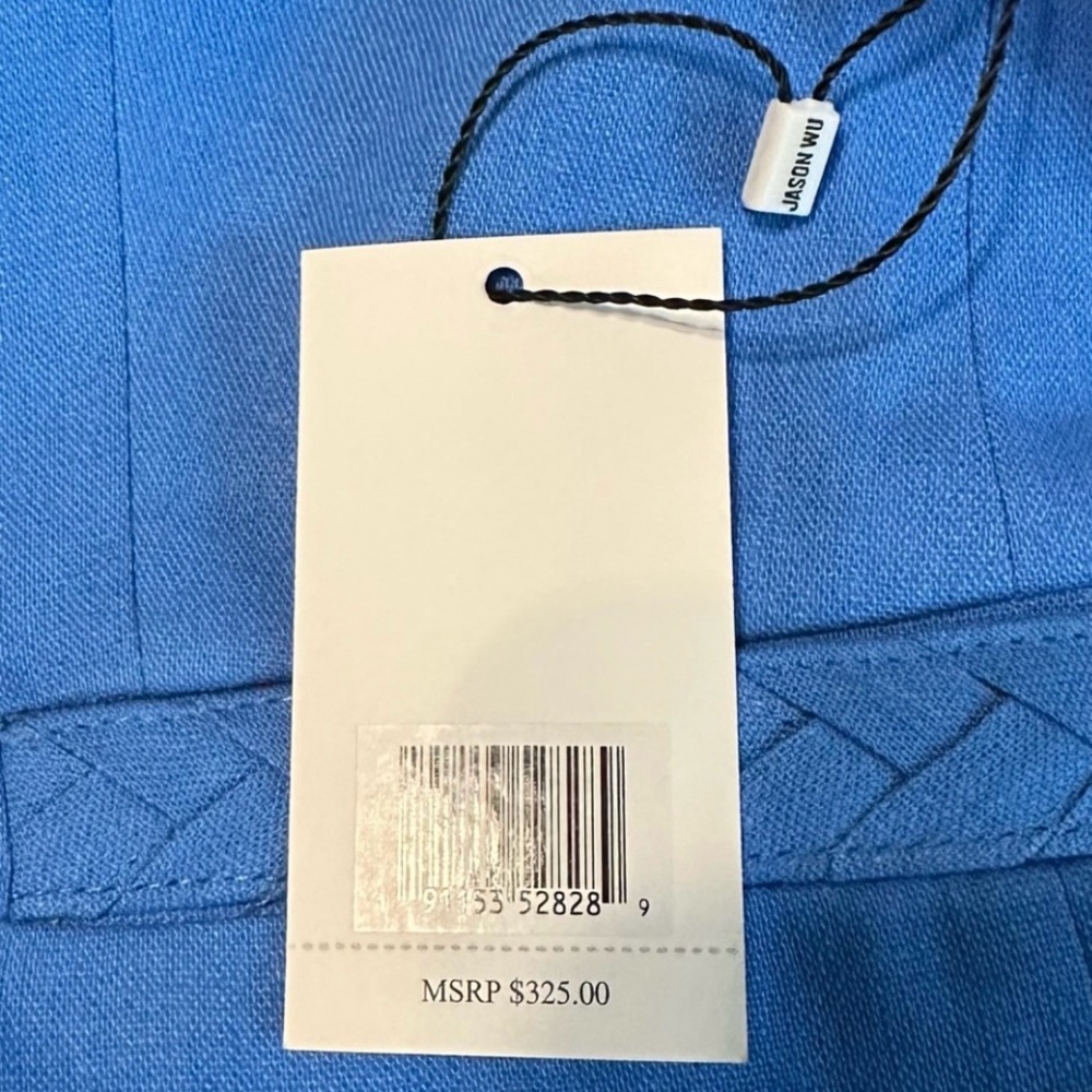 NWT Designer Jason Wu Cropped Linen Blazer, Blue, Medium - Picture 7 of 13